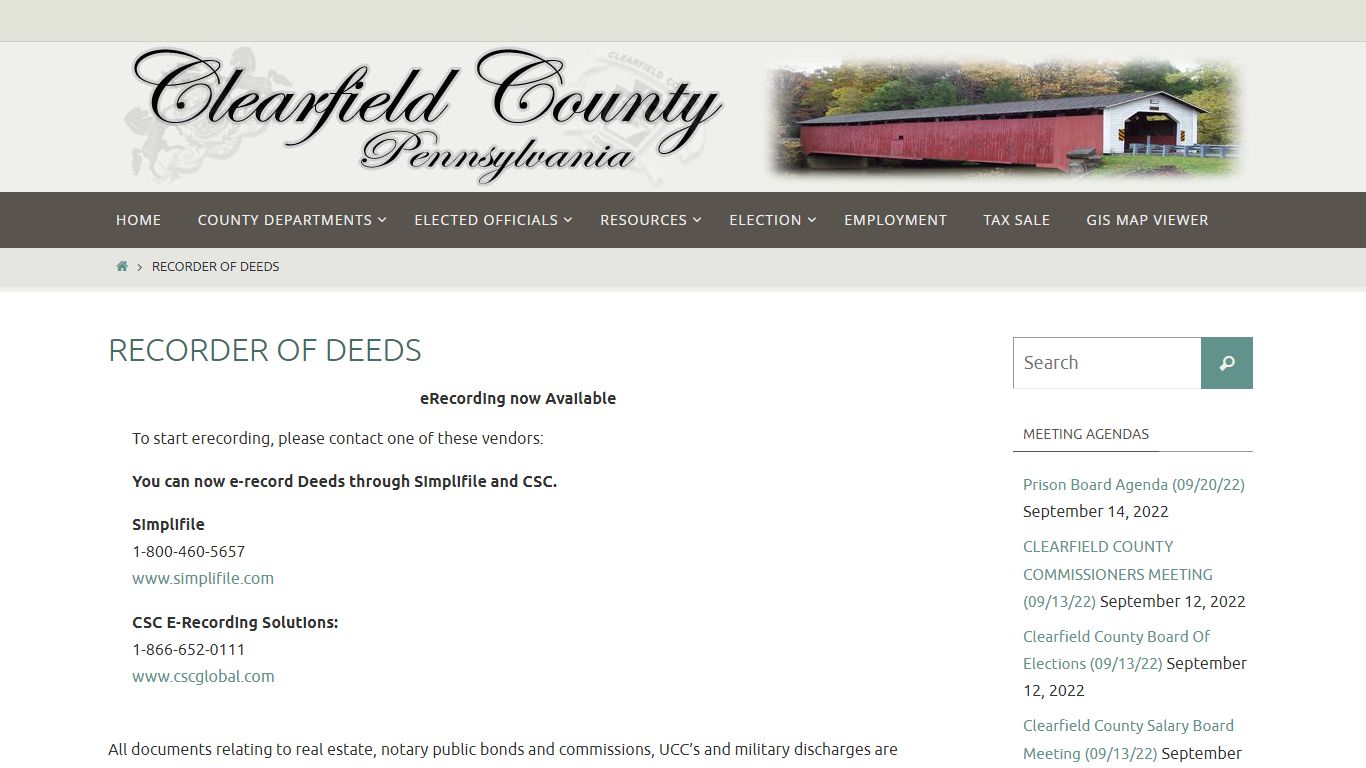 Recorder of Deeds - Clearfield County, Pennsylvania